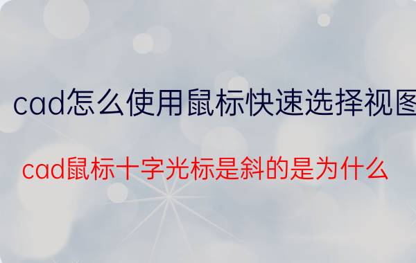 cad怎么使用鼠标快速选择视图 cad鼠标十字光标是斜的是为什么？